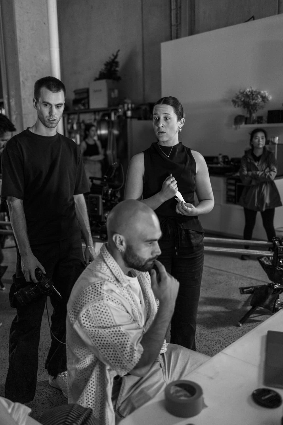 Behind-the-scenes of a production shoot